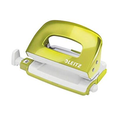 Leitz WOW Mini Hålslag, 10 ark, styrskena med formatmarkeringar, metall, grön metallic, 50601064 Leitz WOW Mini Hålslag, 10 ark, styrskena med formatmarkeringar, metall, grön metallic, 50601064