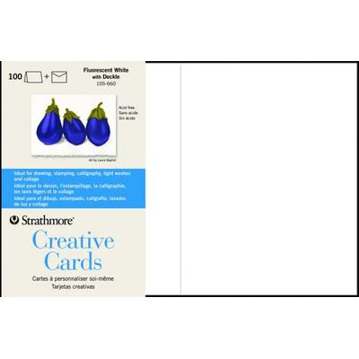 Strathmore Paper Deckle, 100 kort och kuvert, fluorescerande vit Strathmore Paper Deckle, 100 kort och kuvert, fluorescerande vit