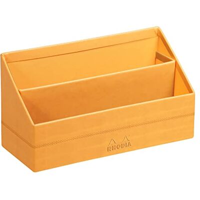 Rhodia 118840C – orange posthållare – 25 x 10 x 14 cm – orange sadelsömmar – utsida av konstläder – rama hemmakontor kollektion – kontorsorganisation och designförvaring Rhodia 118840C – orange posthållare – 25 x 10 x 14 cm – orange sadelsömmar – utsida av konstläder – rama hemmakontor kollektion – kontorsorganisation och designförvaring