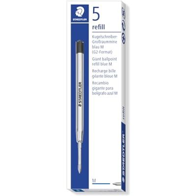 STAEDTLER kulspetspenna med stor refill, 5-pack – blå – linjebredd M, 458 M-3 STAEDTLER kulspetspenna med stor refill, 5-pack – blå – linjebredd M, 458 M-3