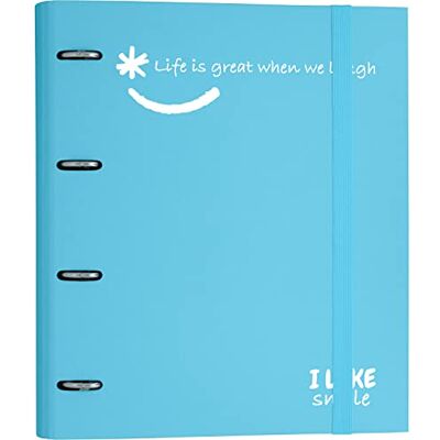 Grafoplás 88101333. 4-ringsmapp Strimlad med ersättning, A4, Himmelblå, FSCC Papper Fodrad kartong, Inkluderar Separatorer, Carpebook Like Smile Grafoplás 88101333. 4-ringsmapp Strimlad med ersättning, A4, Himmelblå, FSCC Papper Fodrad kartong, Inkluderar Separatorer, Carpebook Like Smile