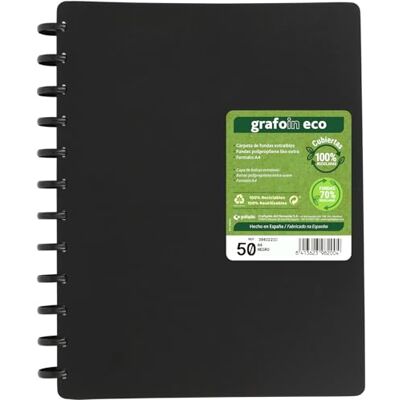 Grafoplás Grafoplas avtagbar omslagsmapp Grafo i ECO A4 50 extra 70% återvunna släta polypropylenfoder 100% återvunna hårda lock möjliggör enkel mellanläggning och byte av plastfodral Grafoplás Grafoplas avtagbar omslagsmapp Grafo i ECO A4 50 extra 70% återvunna släta polypropylenfoder 100% återvunna hårda lock möjliggör enkel mellanläggning och byte av plastfodral