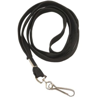 Dragon Dubbel drake premium platta nyckelband med metall vridbar J-krok för ID-kort märkeshållare, svart, 100-pack Dragon Dubbel drake premium platta nyckelband med metall vridbar J-krok för ID-kort märkeshållare, svart, 100-pack