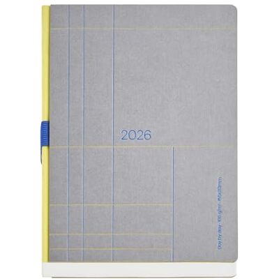 Miquelrius Dagsplanering 2026 dag per sida, liknande A5+ (155 x 213 mm), Daglig planering, påsydd kraftkartong med stämpling, 100 g/m² FSC-elfenbenspapper, pennhållare, ES-EN-PT, grå Miquelrius Dagsplanering 2026 dag per sida, liknande A5+ (155 x 213 mm), Daglig planering, påsydd kraftkartong med stämpling, 100 g/m² FSC-elfenbenspapper, pennhållare, ES-EN-PT, grå