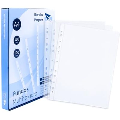 RAYLU PAPER ® Multiborrfodral av 100% återvinningsbart polypropen, stor öppning dokumentfodral, förstärkt rygg. 100 st. (transparent glas, A4-120 mikron) RAYLU PAPER ® Multiborrfodral av 100% återvinningsbart polypropen, stor öppning dokumentfodral, förstärkt rygg. 100 st. (transparent glas, A4-120 mikron)