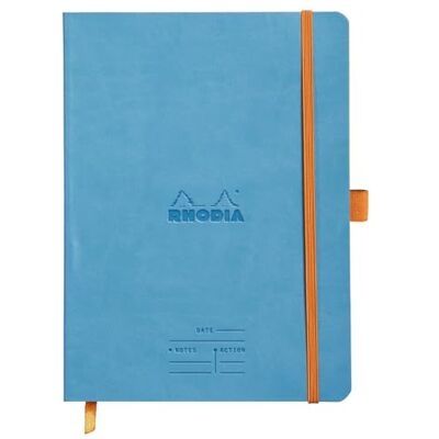 Rhodia 117787C turkos möte mjuk anteckningsbok A5+ 16 x 21 cm förtryckt datum/anteckningar/åtgärd 160 avtagbara sidor 90 gsm papper bokmärke, pennhållare konstläder rama Rhodia 117787C turkos möte mjuk anteckningsbok A5+ 16 x 21 cm förtryckt datum/anteckningar/åtgärd 160 avtagbara sidor 90 gsm papper bokmärke, pennhållare konstläder rama