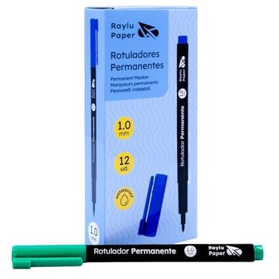 RAYLU PAPER – Permanenta markörer med fin spets, 1 mm, grön permanent märkpenna med snabbtorkande, vatten- och blekningsbeständig, för kontor, skola och yrkesmässig användning (grön, 1 mm) RAYLU PAPER – Permanenta markörer med fin spets, 1 mm, grön permanent märkpenna med snabbtorkande, vatten- och blekningsbeständig, för kontor, skola och yrkesmässig användning (grön, 1 mm)