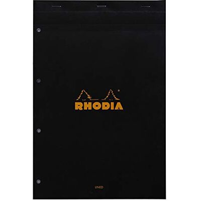 Rhodia 206009C Anteckningsblock (DIN A4, 21 x 29,7 cm, mikroperforerad, linjerad med kant, 80 ark) 1 st svart Rhodia 206009C Anteckningsblock (DIN A4, 21 x 29,7 cm, mikroperforerad, linjerad med kant, 80 ark) 1 st svart