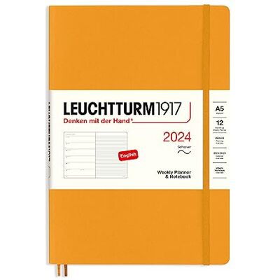 LEUCHTTURM1917 367782 veckokalender och anteckningsbok mjukt skydd medium (A5) 2024, 12 månader, Rising Sun, engelska LEUCHTTURM1917 367782 veckokalender och anteckningsbok mjukt skydd medium (A5) 2024, 12 månader, Rising Sun, engelska