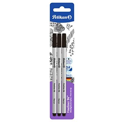 Pelikan 940601 fineliner 96, 3 stycken i blisterförpackning, svart Pelikan 940601 fineliner 96, 3 stycken i blisterförpackning, svart