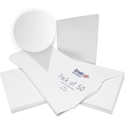Craft UK Limited Craft UK 2381 13 x 13 cm linnekort och kuvert paket med 50 vit 5x5 Craft UK Limited Craft UK 2381 13 x 13 cm linnekort och kuvert paket med 50 vit 5x5