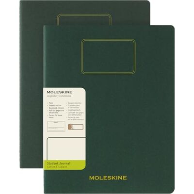 Moleskine Student Cahier Journal, set med 2 anteckningsböcker med vita avdragbara sidor, kartong och klistermärken, myrtgrön, storlek XXL 21,6 x 27,9 cm Moleskine Student Cahier Journal, set med 2 anteckningsböcker med vita avdragbara sidor, kartong och klistermärken, myrtgrön, storlek XXL 21,6 x 27,9 cm