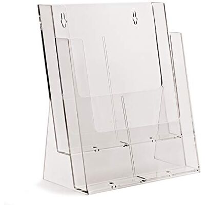 Taymar 2 2C230X stycken bords-broschyrstativ, DIN A4, 2 våningar, transparent, utan fackdelare Taymar 2 2C230X stycken bords-broschyrstativ, DIN A4, 2 våningar, transparent, utan fackdelare