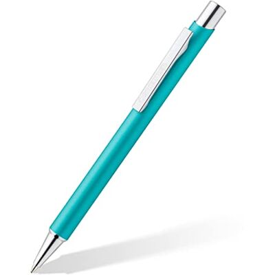 STAEDTLER Kulspetspenna elegant, metallskaft, hållbar, utbytbar M påfyllning, dokumentäkta, skrivfärg blå, 10 kulspetspennor i turkos i kartongfodral, 421 45-35 STAEDTLER Kulspetspenna elegant, metallskaft, hållbar, utbytbar M påfyllning, dokumentäkta, skrivfärg blå, 10 kulspetspennor i turkos i kartongfodral, 421 45-35