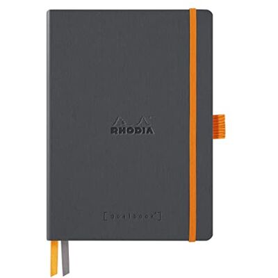 Rhodia 117814C Carnet Souple Bullet Journal Goalbook Titane A5 Pointillés Dot 240 pages Papier Clairefontaine Ivoire 90g 2 Rubans, Fermeture Élastique Couverture Simili Cuir Rhodia 117814C Carnet Souple Bullet Journal Goalbook Titane A5 Pointillés Dot 240 pages Papier Clairefontaine Ivoire 90g 2 Rubans, Fermeture Élastique Couverture Simili Cuir