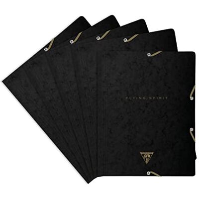 Clairefontaine flygande ande ande ande svart elastisk mapp, A4 blandade mönster, 5-pack Clairefontaine flygande ande ande ande svart elastisk mapp, A4 blandade mönster, 5-pack