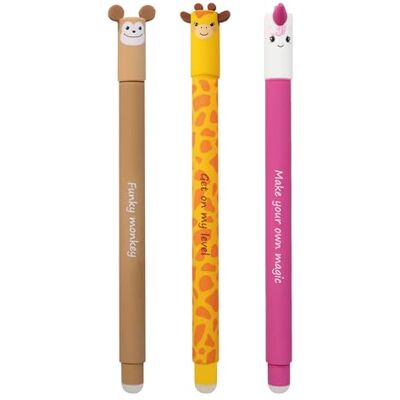 Eberhard Faber 599039 raderbar rullskridskor, 3 st djurpennor radera det, apa, giraff, enhörning, blå gelpenna 0,7 mm Eberhard Faber 599039 raderbar rullskridskor, 3 st djurpennor radera det, apa, giraff, enhörning, blå gelpenna 0,7 mm