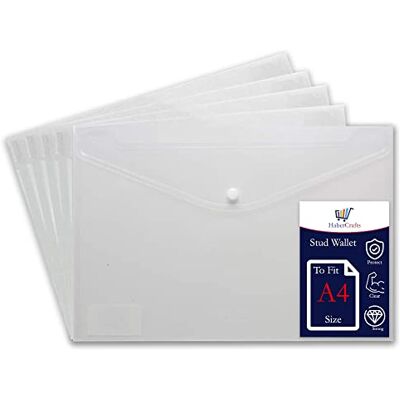 Habercrafts A4 plastplånböcker klar tryckare plånbok kuvert mappar genomskinliga skoldokument mapp tryckknapp plånbok bära fil fickor plastmapp kontorsfiler knappstängning (för att passa A4-storlek – 5 filer) Habercrafts A4 plastplånböcker klar tryckare plånbok kuvert mappar genomskinliga skoldokument mapp tryckknapp plånbok bära fil fickor plastmapp kontorsfiler knappstängning (för att passa A4-storlek – 5 filer)