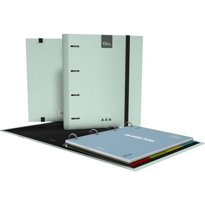 Grafoplás Grafoplas Kuru A4-arkivskåp med 4 ringar med utbyte, komplett skolpaket med avdelare + planerare + klistermärken + genomskinligt kuvert, FSC hårt lock, anti-krympplast, mint mjukt Grafoplás Grafoplas Kuru A4-arkivskåp med 4 ringar med utbyte, komplett skolpaket med avdelare + planerare + klistermärken + genomskinligt kuvert, FSC hårt lock, anti-krympplast, mint mjukt