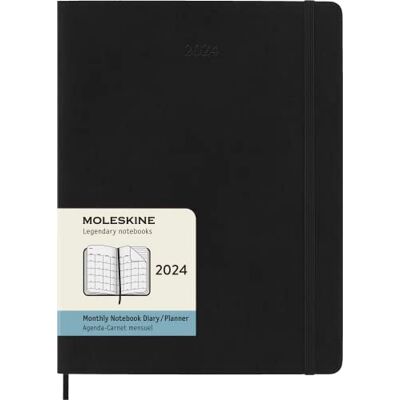 Moleskine 2024 månadsplanerare, 12 m, extra stor, svart, mjukt omslag (7,5 x 10) Moleskine 2024 månadsplanerare, 12 m, extra stor, svart, mjukt omslag (7,5 x 10)