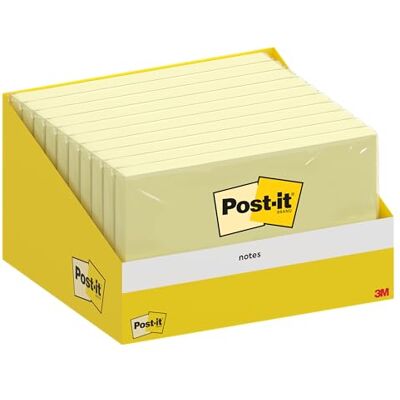 Post-it Notes, Kanariegul, 76 mm x 127 mm, 100 ark/dyna, 1 dyna/förpackning, kartongförpackning Post-it Notes, Kanariegul, 76 mm x 127 mm, 100 ark/dyna, 1 dyna/förpackning, kartongförpackning