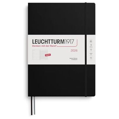 LEUCHTTURM1917 372640 veckokalender och anteckningsbok Master (A4+) 2026, svart, engelsk LEUCHTTURM1917 372640 veckokalender och anteckningsbok Master (A4+) 2026, svart, engelsk