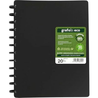 Grafoplás Grafoplas avtagbar omslagsmapp Grafo i ECO A4 20 extra 70% återvunna släta polypropylenfoder 100% återvunna hårda lock möjliggör enkel inklämning och byte av plastfodral Grafoplás Grafoplas avtagbar omslagsmapp Grafo i ECO A4 20 extra 70% återvunna släta polypropylenfoder 100% återvunna hårda lock möjliggör enkel inklämning och byte av plastfodral