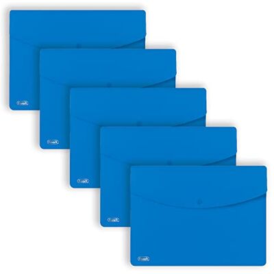 Favorit kuvert med Sprint-knapp, A4, Polypropylen, Matt, 5-pack Blå, Blå Favorit kuvert med Sprint-knapp, A4, Polypropylen, Matt, 5-pack Blå, Blå