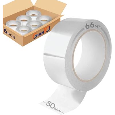GIANTO 6 rullar med transparent självhäftande tejp, h 50 mm x B 66 meter rulle för förpackning, frakt, kartong, flyttning, slitstark, tillverkad i Italien (förpackning 6 st) GIANTO 6 rullar med transparent självhäftande tejp, h 50 mm x B 66 meter rulle för förpackning, frakt, kartong, flyttning, slitstark, tillverkad i Italien (förpackning 6 st)