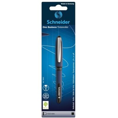 Schneider One Business kulspetspenna, 0,6 mm linjebredd och ultra-jämn spets, tillverkad i Tyskland, 1 blisterkort svart Schneider One Business kulspetspenna, 0,6 mm linjebredd och ultra-jämn spets, tillverkad i Tyskland, 1 blisterkort svart
