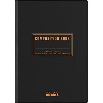 Rhodia 119219C Carnet Souple Dos Toilé Composition Book Noir A5 Ligné 160 pages Papier Clairefontaine Blanc 80 g/m Classic Rhodia 119219C Carnet Souple Dos Toilé Composition Book Noir A5 Ligné 160 pages Papier Clairefontaine Blanc 80 g/m Classic
