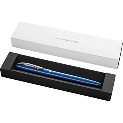 Pelikan reservoarpenna Jazz Noble, safir (blå), för högerhänta och vänsterhänta användare, elegant metall bläckpatron i presentförpackning, fjäder M, 821841 Pelikan reservoarpenna Jazz Noble, safir (blå), för högerhänta och vänsterhänta användare, elegant metall bläckpatron i presentförpackning, fjäder M, 821841