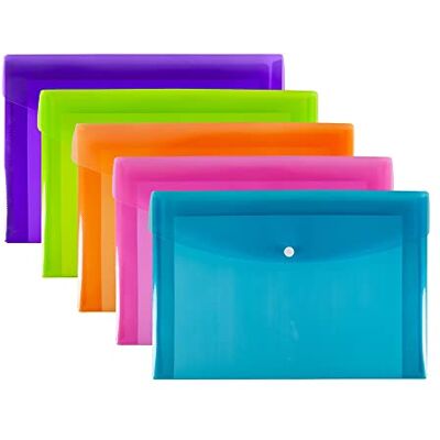 SUMMIT A4+ plast-tryckarplånböcker, blandade färger, dokumentmappar, paket med 5 SUMMIT A4+ plast-tryckarplånböcker, blandade färger, dokumentmappar, paket med 5