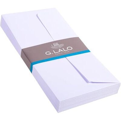 G-LALO G. Lalo Velin de France-kuvert, 110 x 220 mm, 100 g, självförslutande och fodrad – vit, paket med 25 G-LALO G. Lalo Velin de France-kuvert, 110 x 220 mm, 100 g, självförslutande och fodrad – vit, paket med 25