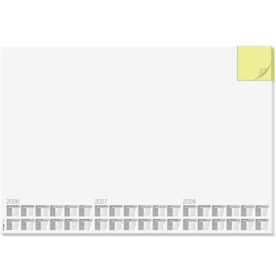 Sigel H6490 Pappersskrivbordsunderlägg 3 år och veckokalender, memodesign, vit med integrerat gult anteckningsblock, A2 (59, 5 x 41 cm), vit och gul, 30 ark Sigel H6490 Pappersskrivbordsunderlägg 3 år och veckokalender, memodesign, vit med integrerat gult anteckningsblock, A2 (59, 5 x 41 cm), vit och gul, 30 ark