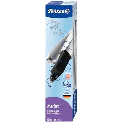 Pelikan 947093 Twist rollerball-penna för höger/vänsterhänt användare silver Pelikan 947093 Twist rollerball-penna för höger/vänsterhänt användare silver