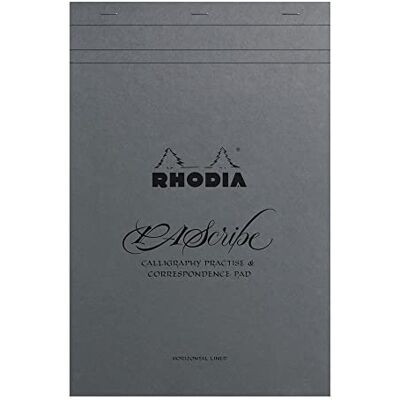 Clairefontaine Rhodia 19006C – Anteckningsblock PAScribe Grey Maya Pad, A4+ (31,8 x 21 cm), häftad på huvudsidan, 60 ark mikroperforerade, linjerat -papper Maya grå 120 g, omslag pärlgrå, 1 styck Clairefontaine Rhodia 19006C – Anteckningsblock PAScribe Grey Maya Pad, A4+ (31,8 x 21 cm), häftad på huvudsidan, 60 ark mikroperforerade, linjerat -papper Maya grå 120 g, omslag pärlgrå, 1 styck