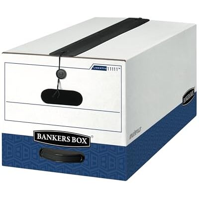 Bankers Box LIBERTY PLUS tunga förvaringsboxar, snabbvikning, sträng och knapp, brev, fodral med 12 (11111) Bankers Box LIBERTY PLUS tunga förvaringsboxar, snabbvikning, sträng och knapp, brev, fodral med 12 (11111)
