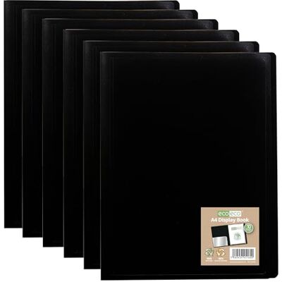 eco-eco A4 100% återvunnen 10 fickor svart flexibelt fodral portfölj bok mapp visningsbok, paket med 6 böcker, eco160 x 6 eco-eco A4 100% återvunnen 10 fickor svart flexibelt fodral portfölj bok mapp visningsbok, paket med 6 böcker, eco160 x 6