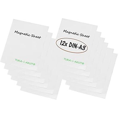 TUKA-i-AKUT 12 x A3 magnetfolie för märkning och skärning, flexibel magnet, bordsfolie, magnetplattor, gummimagnet, reklammagnet magnetisk etikett, affisch, set om 12 vit, TKD9041-vit-A3-12 x TUKA-i-AKUT 12 x A3 magnetfolie för märkning och skärning, flexibel magnet, bordsfolie, magnetplattor, gummimagnet, reklammagnet magnetisk etikett, affisch, set om 12 vit, TKD9041-vit-A3-12 x