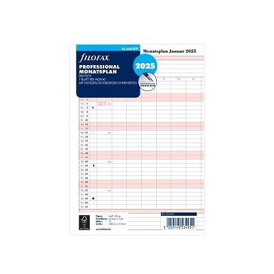 Filofax Kalenderinlägg A5 Professional månadspl (tyska) 2025 Filofax Kalenderinlägg A5 Professional månadspl (tyska) 2025