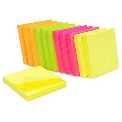 Waytex 1200 återplacerbara självhäftande noter blandade neonfärger 12 block med 100 ark 75 x 75 mm orange rosa grön Waytex 1200 återplacerbara självhäftande noter blandade neonfärger 12 block med 100 ark 75 x 75 mm orange rosa grön