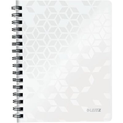 Leitz WOW Anteckningsblock med mjuk pärm, A5, 80 ark, linjerad, spiralbundet, vitt papper, 90 g/m2, vit, 46390001 Leitz WOW Anteckningsblock med mjuk pärm, A5, 80 ark, linjerad, spiralbundet, vitt papper, 90 g/m2, vit, 46390001