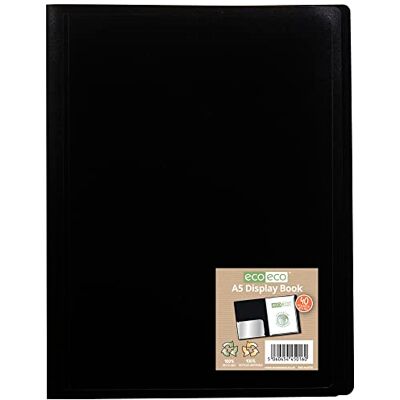 eco-eco A5 100% återvunnen 40 fickor svart flexibelt fodral portfölj bok mapp visningsbok, eco016 eco-eco A5 100% återvunnen 40 fickor svart flexibelt fodral portfölj bok mapp visningsbok, eco016