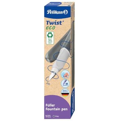 Pelikan Twist® eco reservoarpenna för höger- och vänsterhänta, grå, fjäder M, 1 st Pelikan Twist® eco reservoarpenna för höger- och vänsterhänta, grå, fjäder M, 1 st