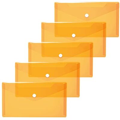 HERMA 20038 dokumentfickor DIN lång transparent orange, 5 stycken, små genomskinliga fickor kuvert med tryckknapp, plastkuvert för skola, universitet, kontor, resor HERMA 20038 dokumentfickor DIN lång transparent orange, 5 stycken, små genomskinliga fickor kuvert med tryckknapp, plastkuvert för skola, universitet, kontor, resor