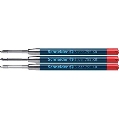 Schneider Slider 755 kulspetspenna (ViscoGlide-Technologie, XB = extra bredd) 3-pack blisterkort, rött Schneider Slider 755 kulspetspenna (ViscoGlide-Technologie, XB = extra bredd) 3-pack blisterkort, rött