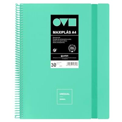 Grafoplás Grafoplas A4 plastfickor 30 genomskinliga foder Hårda polyfoamlock Robusta och ultralätta Mint färg PVC spiral Minimal unik Perfekt för dokument Grafoplás Grafoplas A4 plastfickor 30 genomskinliga foder Hårda polyfoamlock Robusta och ultralätta Mint färg PVC spiral Minimal unik Perfekt för dokument