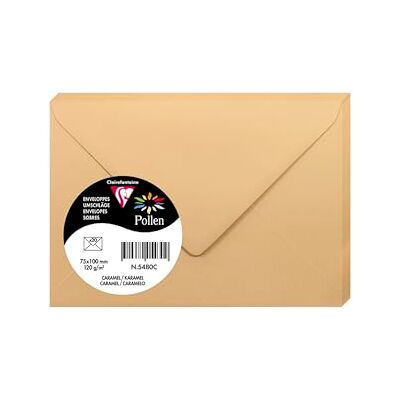 Clairefontaine – Ref 5480C – pollenkuvert (paket med 20) – 75 x 100 mm storlek, 120 gsm papper, gummerad tätning, bläckstråleskrivare och laserskrivarkompatibel, syrafri – karamell Clairefontaine – Ref 5480C – pollenkuvert (paket med 20) – 75 x 100 mm storlek, 120 gsm papper, gummerad tätning, bläckstråleskrivare och laserskrivarkompatibel, syrafri – karamell