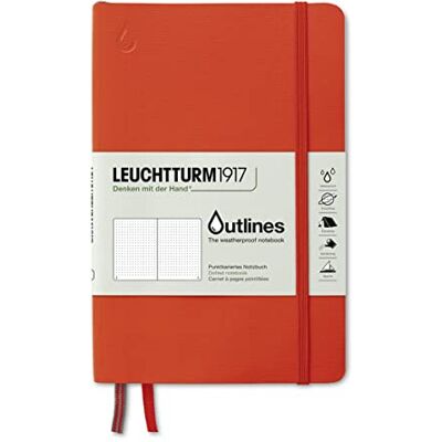 LEUCHTTURM1917 Outlines Anteckningsbok Paperback (B6+), Flexcover, 89 num. sidor, 150 g/m² havskortpapper, prickig, vattentät, signal orange LEUCHTTURM1917 Outlines Anteckningsbok Paperback (B6+), Flexcover, 89 num. sidor, 150 g/m² havskortpapper, prickig, vattentät, signal orange